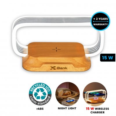 NIGHTCHARGE stand with 15 W wireless charging and night light, rABS