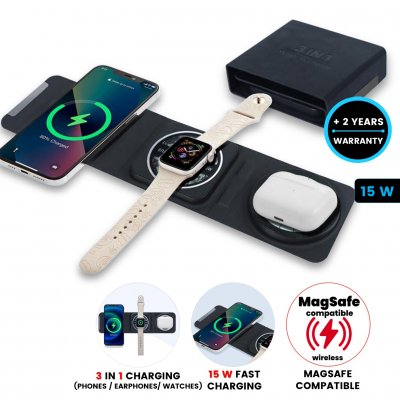15 W foldable magnetic wireless fast charger TRIVIO 3-in-1