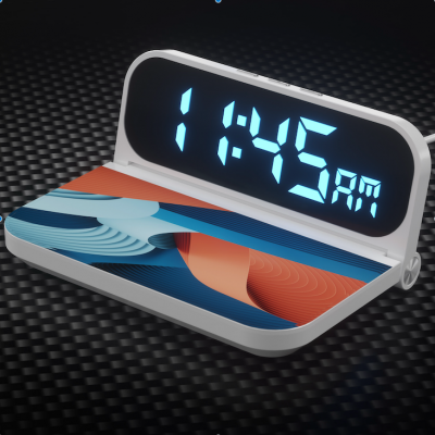 Clock with alarm and 15 W wireless charger POWR, with CMYK printing option
