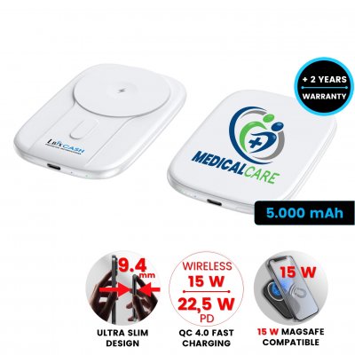 5000 mAh - magnetic power bank with 15 W wireless charging and QC 22.5 W