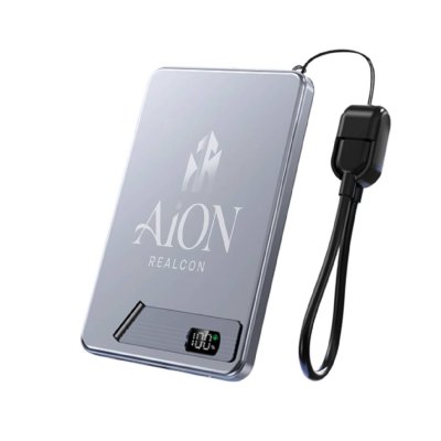 5000 mAh - magnetic metal power bank ORBIX 3-in-1, with 15 W wireless charging and PD 20 W