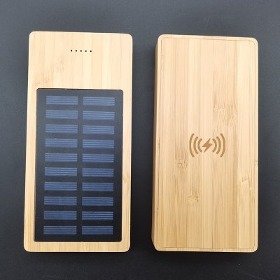 Bamboo solar power bank, 10000 mAh