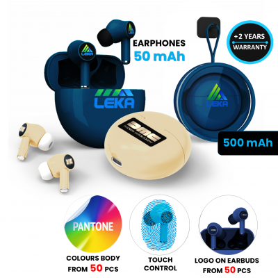 Wireless TWS earphones with AI translator, ANC and touch control, in custom colors