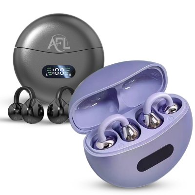 Sport clip-on earphones in charging case with display