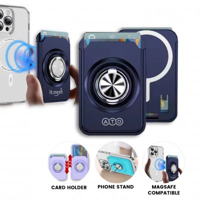 Magnetic (MagSafe compatible) card holder with finger ring/stand