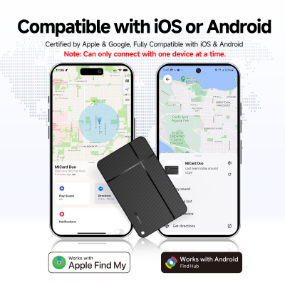 Smart tracking card SMARTRAQ with NFC function, compatible with Apple and Google