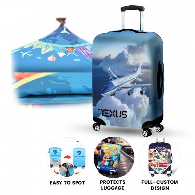 Elastic luggage cover with custom print, size M