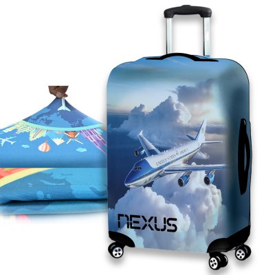 Elastic suitcase cover with custom print