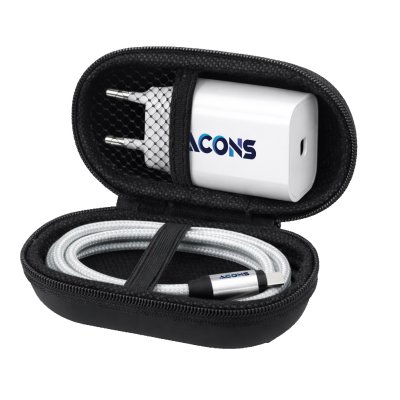 Gift set in practical case, USB cable + EU wall adapter
