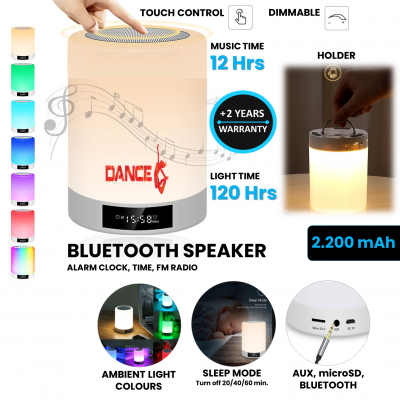 Touch table lamp with Bluetooth
speaker and alarm clock