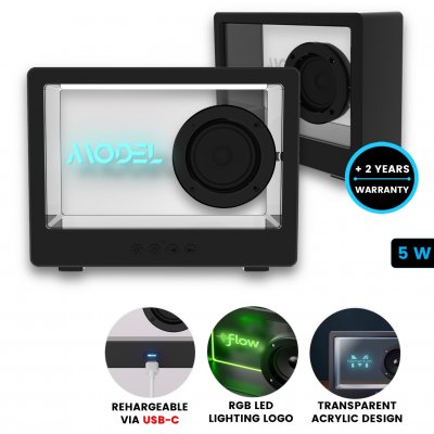 5 W wireless speaker with illuminated logo