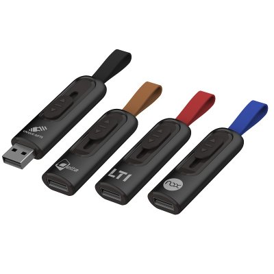 Metal retractable USB 2.0 / 3.0 flash drive with strap