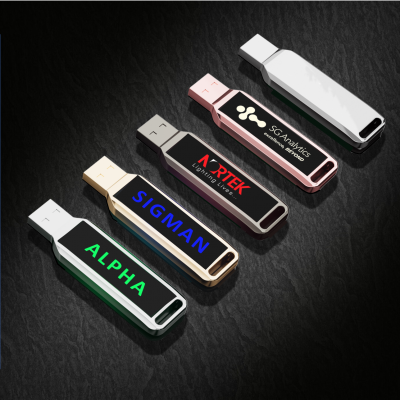 Metal USB flash drive with LED logo