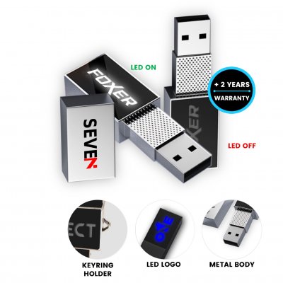 Metal USB 2.0/3.0 flash drive with LED logo