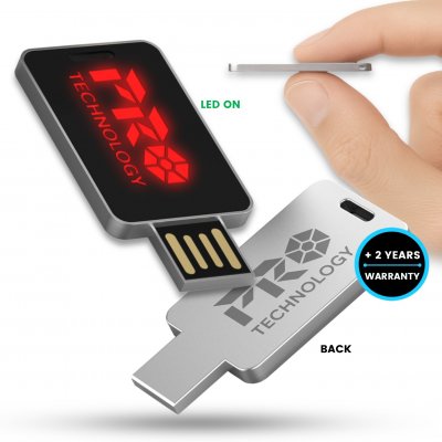 Ultra-thin metal USB 2.0/3.0 card with LED logo