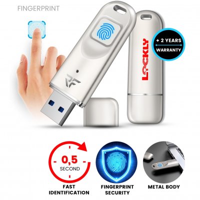 Metal USB 3.0 flash drive with fingerprint security FingerLock