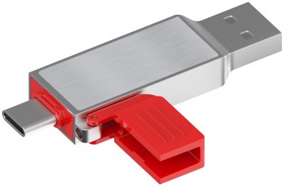 Metal USB flash drive with USB-C and USB-A