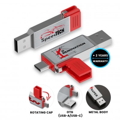 Metal USB flash drive with USB-C and USB-A