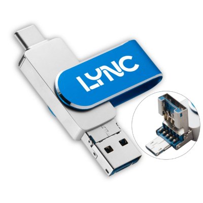 Swivel USB flash drive FLIPSTER with USB-C, USB-A and micro USB