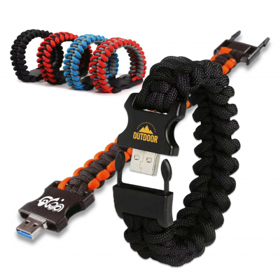 Rescue bracelet with USB flash drive