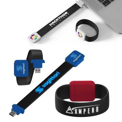 SILICONE USB 2.0 / 3.0 FLASH DRIVE BRACELET WITH LED LOGO